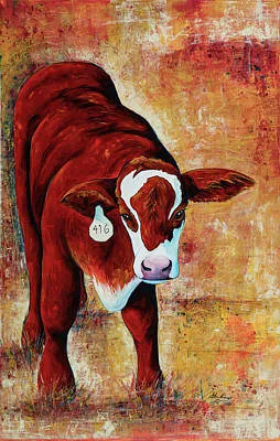 Calf 416, original painting by Wyoming fine artist Steve Knox