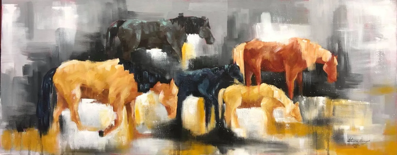 Horses, original painting by Wyoming fine artist Steve Knox