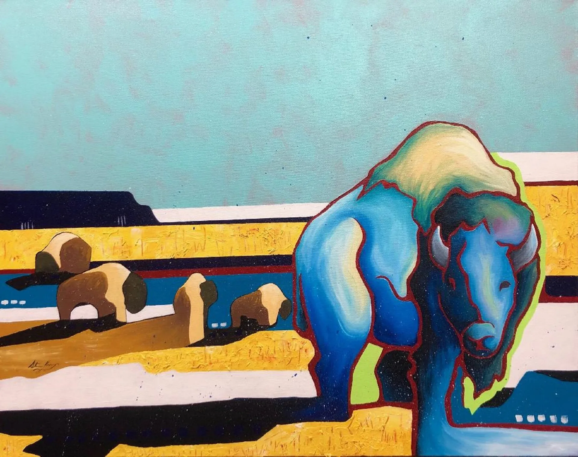 Standing Out From the Herd, original painting by Wyoming fine artist Steve Knox