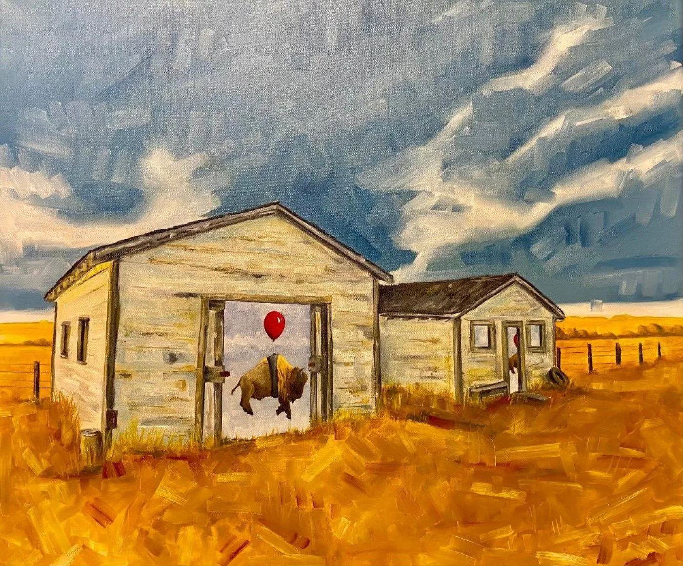 98 Red Balloons, original painting by Wyoming fine artist Steve Knox