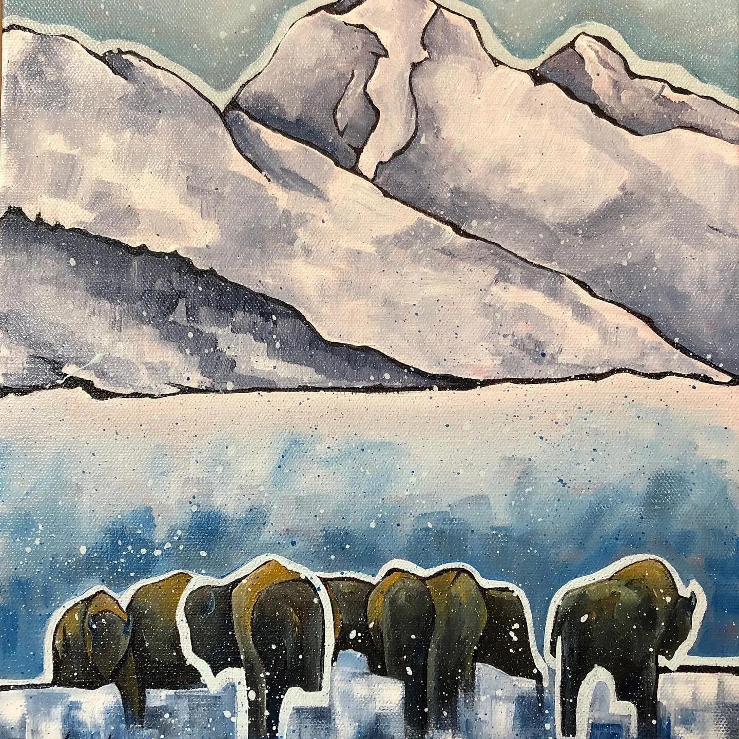 Meeting At the Tetons, original painting by Wyoming fine artist Steve Knox