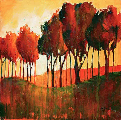 Warm Trees, original painting by Wyoming fine artist Steve Knox