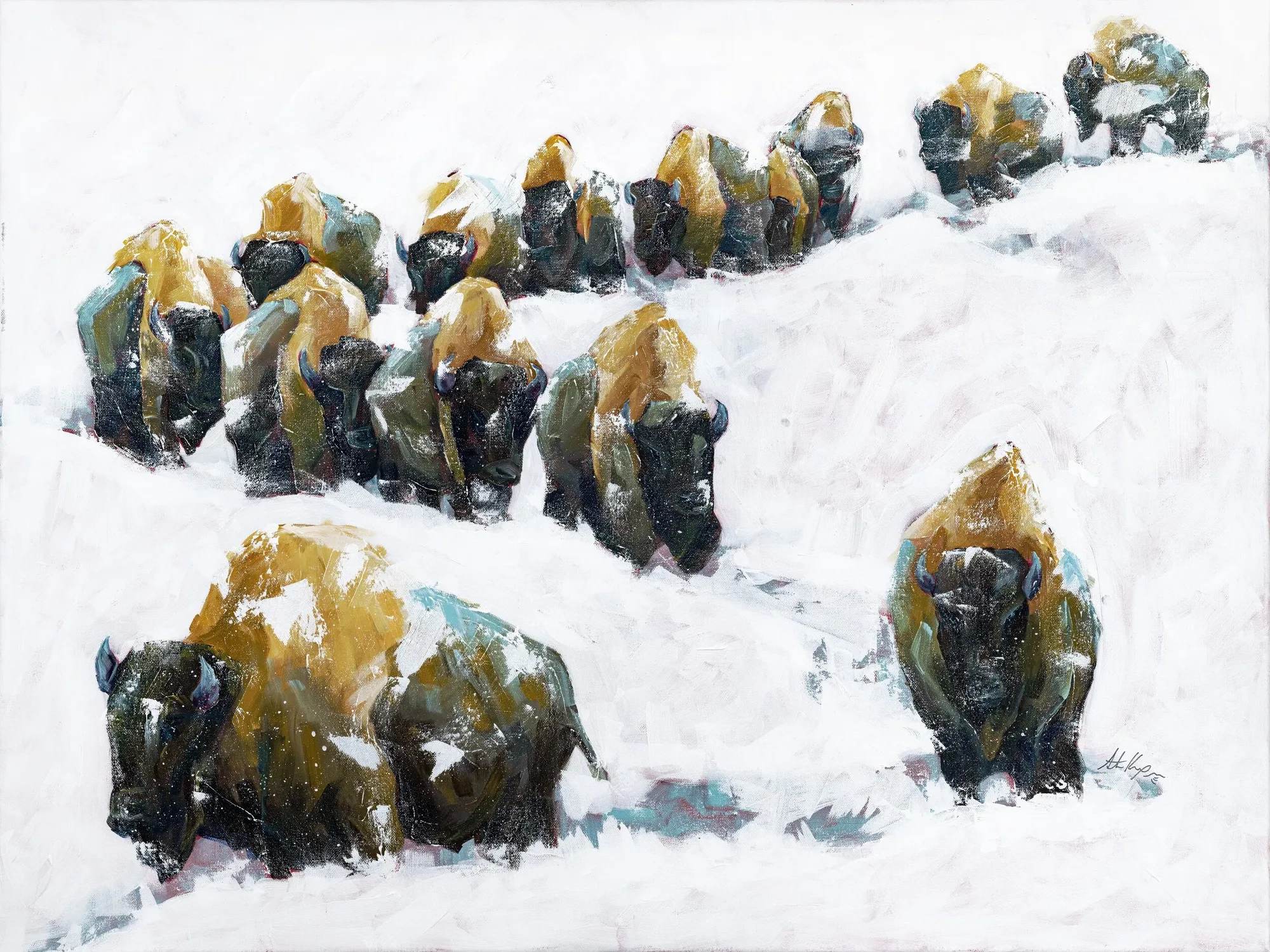 Snowy Trail, original painting by Wyoming fine artist Steve Knox