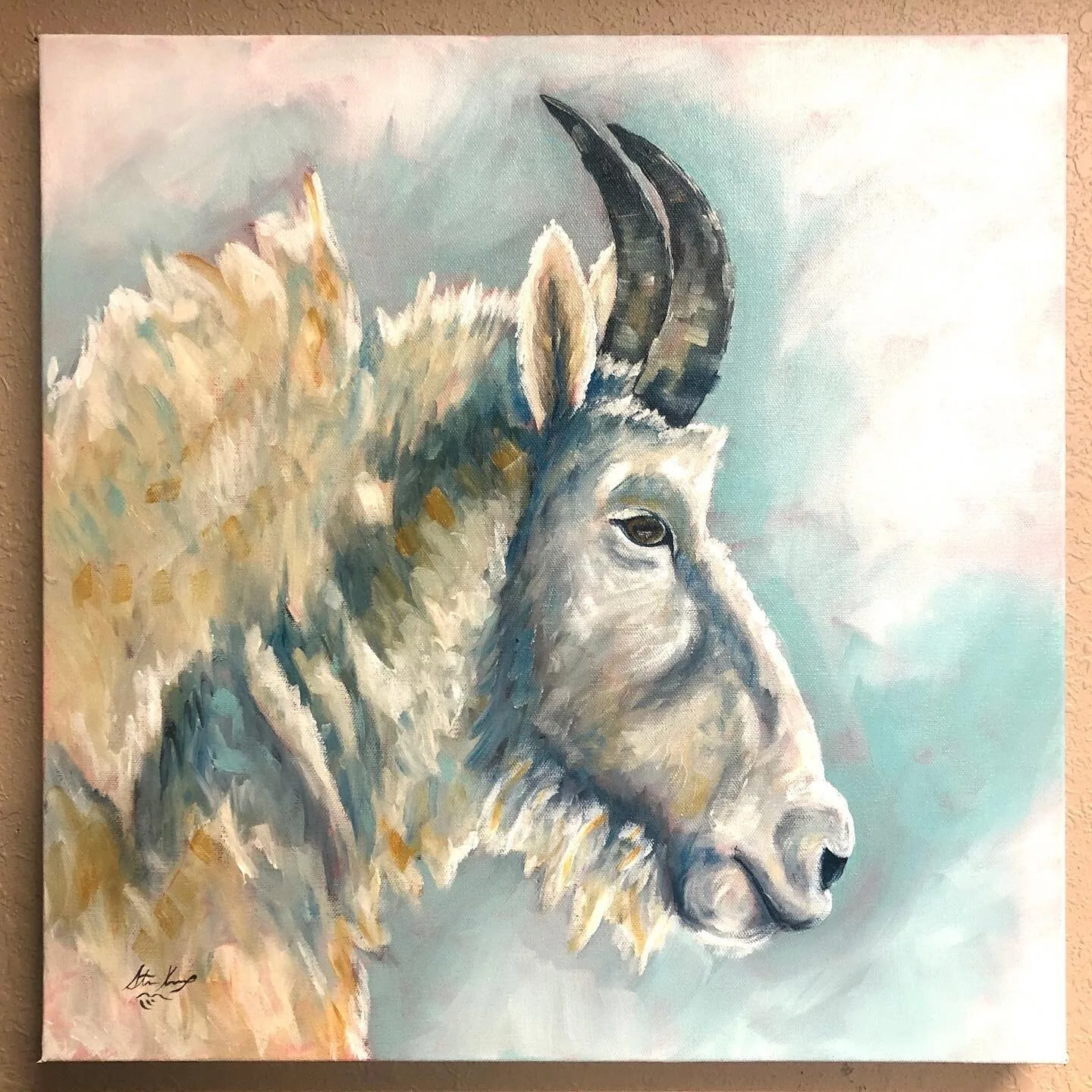 Mountain Goat, original painting by Wyoming fine artist Steve Knox