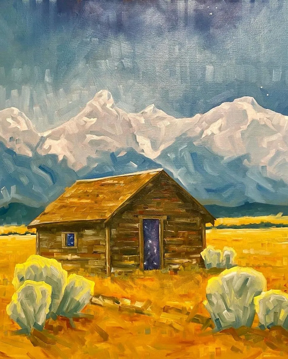 Stars Over the Tetons, original painting by Wyoming fine artist Steve Knox